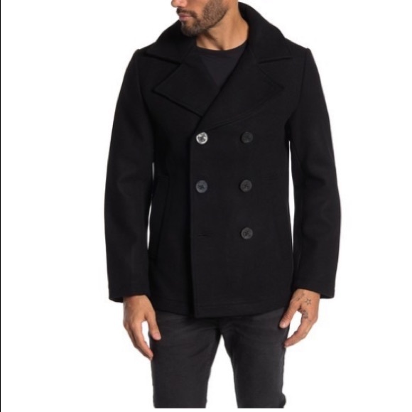 SLATE & STONE Double Breasted Wool Blend Peacoat